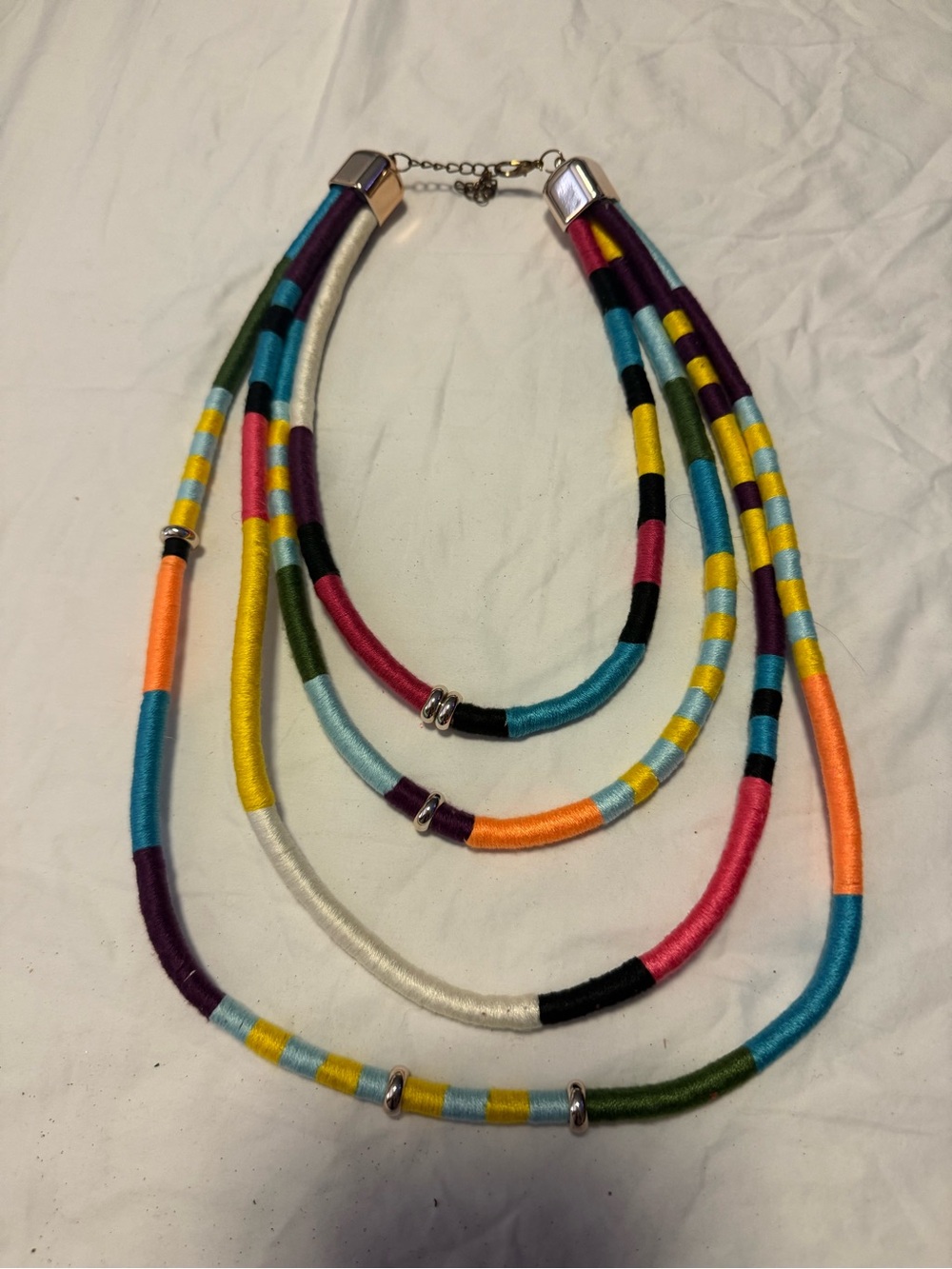 Multicolor Wrapped Cord Layered Necklace - Vibrant Women’s Jewelry